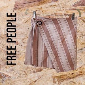 Free People mauve color striped faux wrap skirt women's size 4